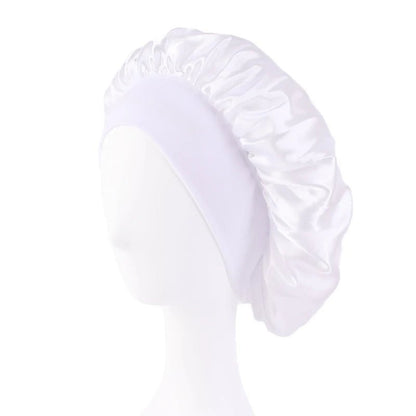 New Women'S Satin Solid Wide - Brimmed Sleeping Hat Unisex Head Wrap Elastic Band Cap Hair Care Bonnet Night Hat Bonnet De Nuit - Avero