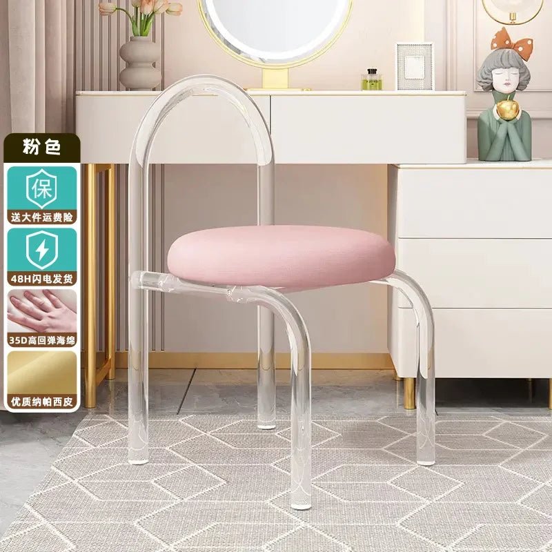 Nordic Luxury Modern Nordic Bedroom Originality Vanity Stools Cream Style Home Backrest Famous Transparent Dressing Furniture - Avero