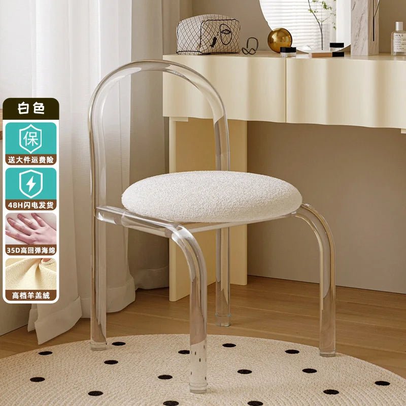 Nordic Luxury Modern Nordic Bedroom Originality Vanity Stools Cream Style Home Backrest Famous Transparent Dressing Furniture - Avero