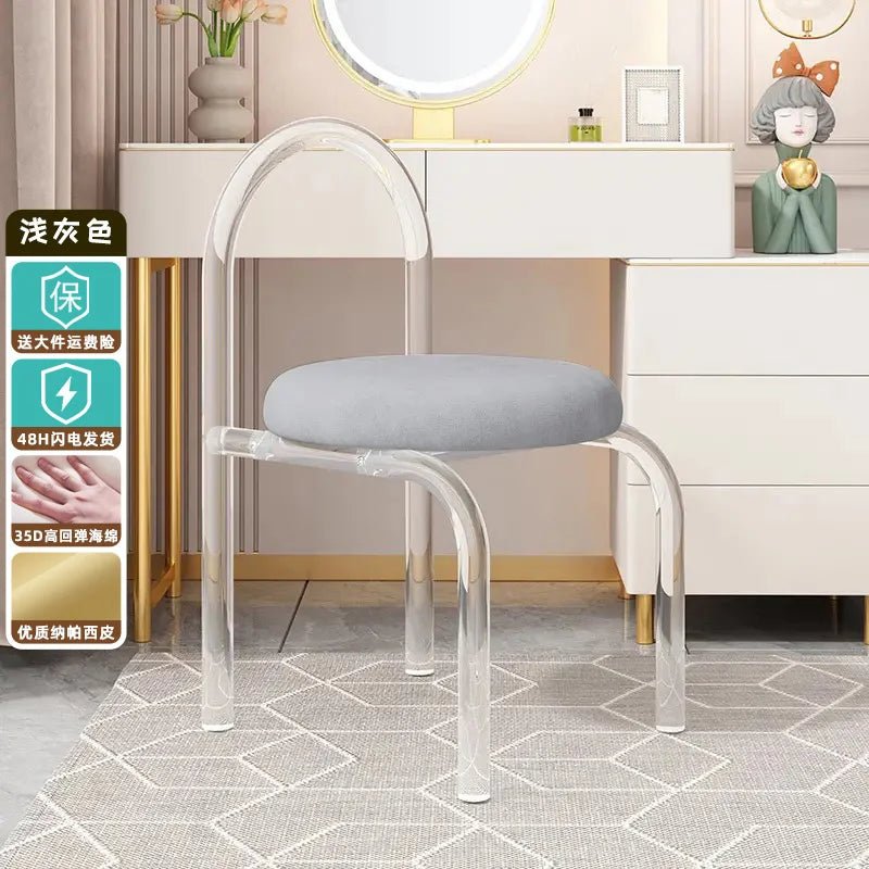 Nordic Luxury Modern Nordic Bedroom Originality Vanity Stools Cream Style Home Backrest Famous Transparent Dressing Furniture - Avero