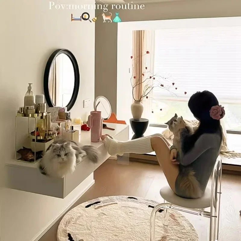 Nordic Luxury Modern Nordic Bedroom Originality Vanity Stools Cream Style Home Backrest Famous Transparent Dressing Furniture - Avero