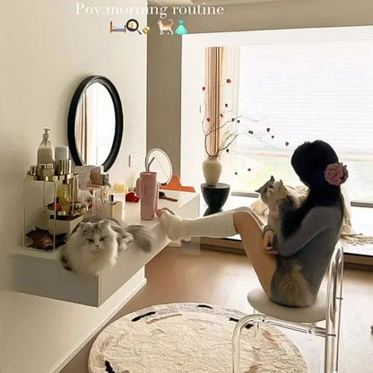 Nordic Luxury Modern Nordic Bedroom Originality Vanity Stools Cream Style Home Backrest Famous Transparent Dressing Furniture - Avero
