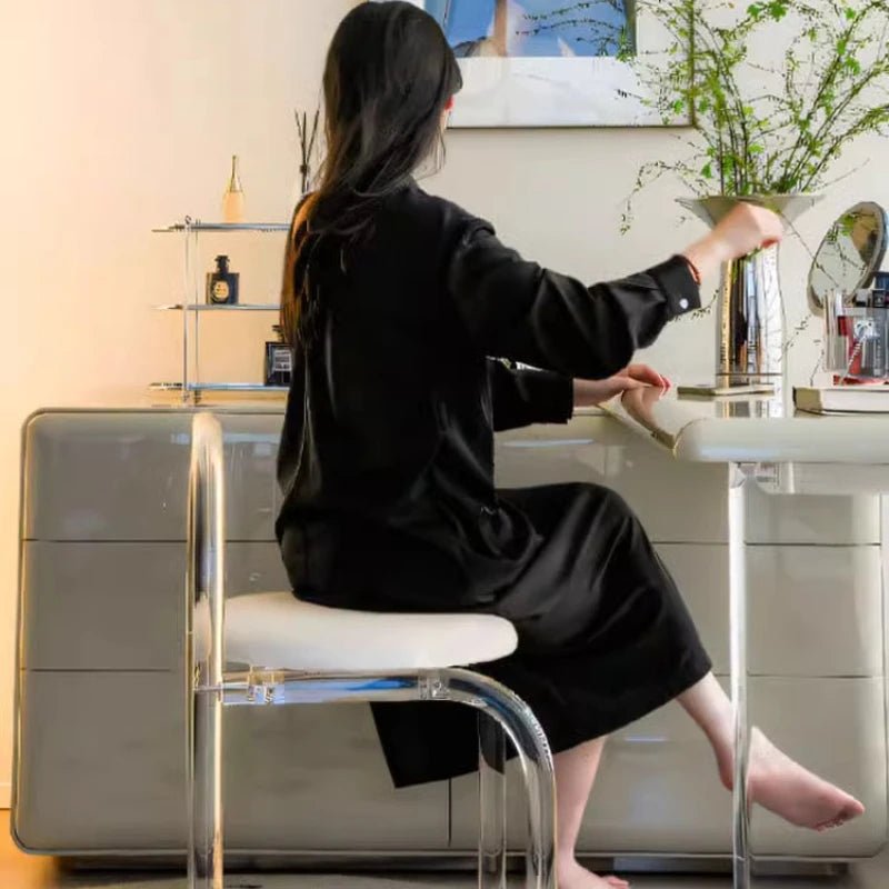 Nordic Luxury Modern Nordic Bedroom Originality Vanity Stools Cream Style Home Backrest Famous Transparent Dressing Furniture - Avero