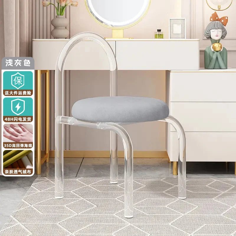 Nordic Luxury Modern Nordic Bedroom Originality Vanity Stools Cream Style Home Backrest Famous Transparent Dressing Furniture - Avero