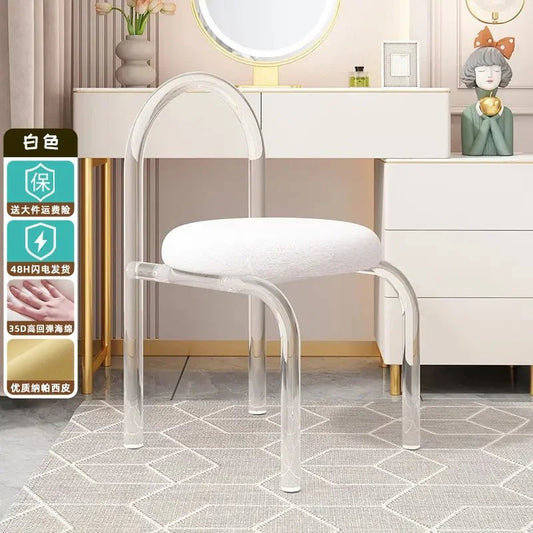 Nordic Luxury Modern Nordic Bedroom Originality Vanity Stools Cream Style Home Backrest Famous Transparent Dressing Furniture - Avero
