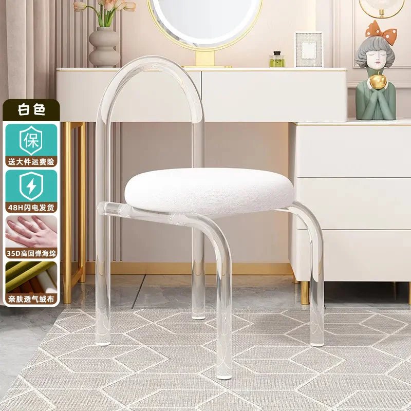 Nordic Luxury Modern Nordic Bedroom Originality Vanity Stools Cream Style Home Backrest Famous Transparent Dressing Furniture - Avero