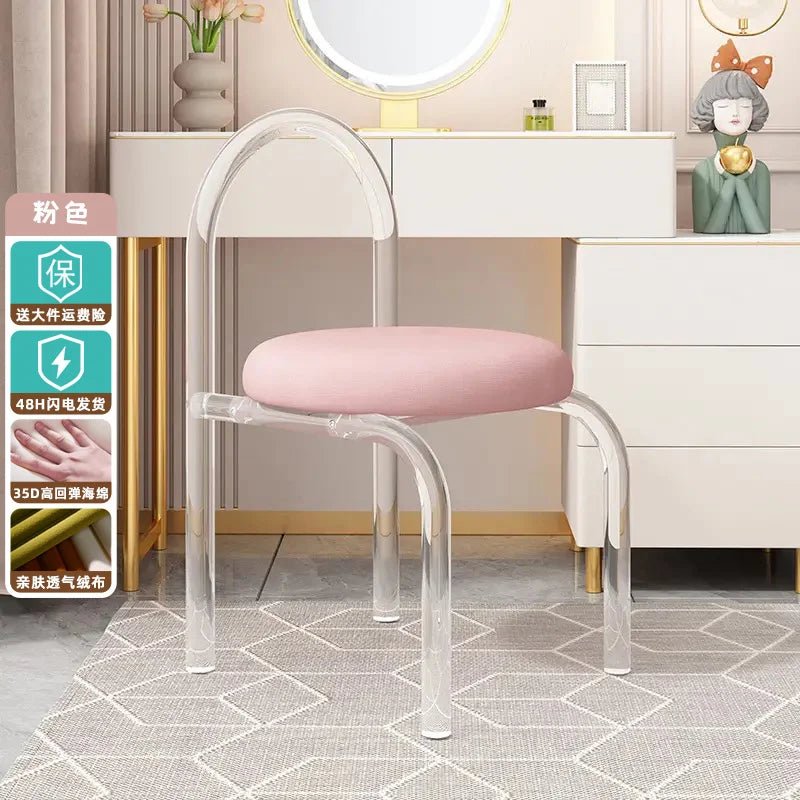 Nordic Luxury Modern Nordic Bedroom Originality Vanity Stools Cream Style Home Backrest Famous Transparent Dressing Furniture - Avero