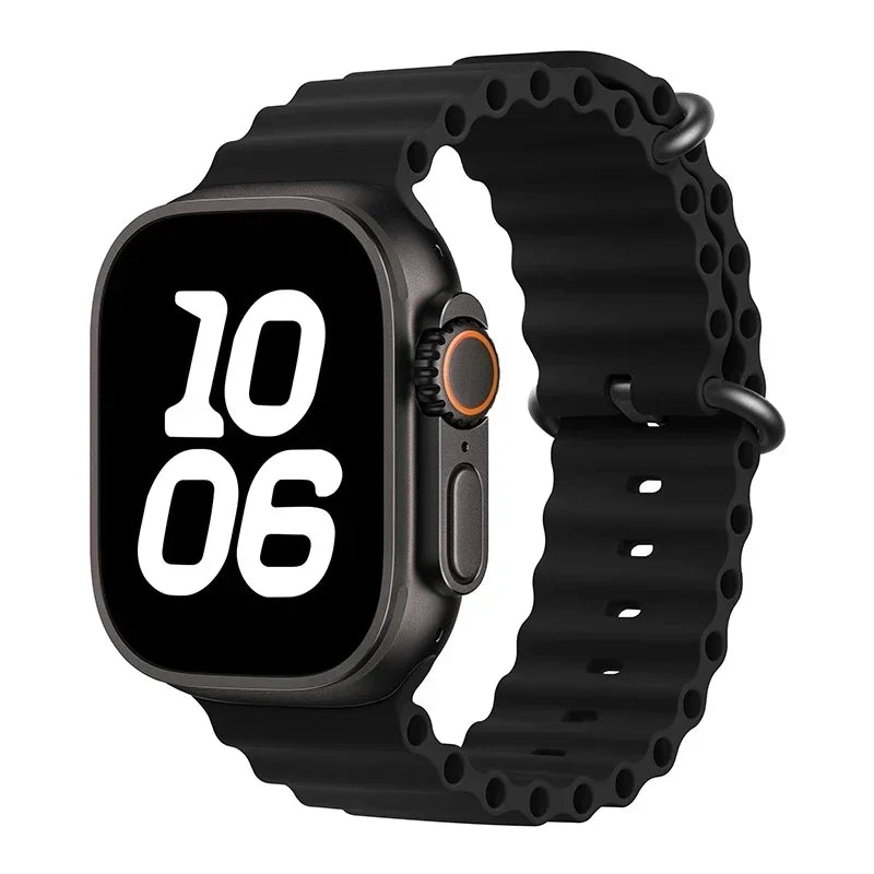 Ocean Strap for Apple Watch Ultra 2 Band 49mm 44mm 40mm 45mm 41mm 42mm 46mm 38mm Silicone Bracelet iWatch Series 10 9 SE 8 7 6 5 - Avero