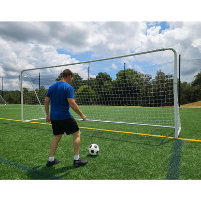 Official Size 24 X 8 X 5 Ft. Steel Soccer Goal. Heavy Duty Frame w/Net. Tournament, Regulation Size. Professional Portable Pract - Avero