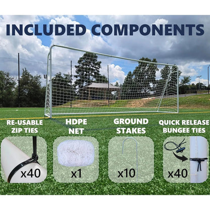 Official Size 24 X 8 X 5 Ft. Steel Soccer Goal. Heavy Duty Frame w/Net. Tournament, Regulation Size. Professional Portable Pract - Avero