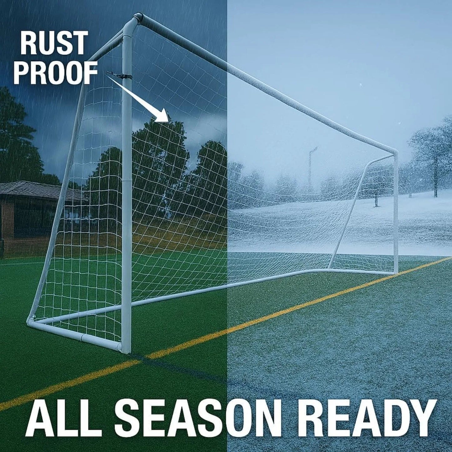 Official Size 24 X 8 X 5 Ft. Steel Soccer Goal. Heavy Duty Frame w/Net. Tournament, Regulation Size. Professional Portable Pract - Avero