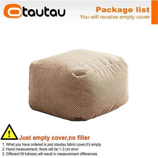 OTAUTAU Soft Waffle 1 - 2 Seat Bean Bag Couch Cover Set Without Filler Beanbag Armchair Lazy Sofa Bed Lounger Ottoman Stool SF182 - Avero