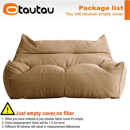 OTAUTAU Soft Waffle 1 - 2 Seat Bean Bag Couch Cover Set Without Filler Beanbag Armchair Lazy Sofa Bed Lounger Ottoman Stool SF182 - Avero