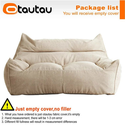 OTAUTAU Soft Waffle 1 - 2 Seat Bean Bag Couch Cover Set Without Filler Beanbag Armchair Lazy Sofa Bed Lounger Ottoman Stool SF182 - Avero