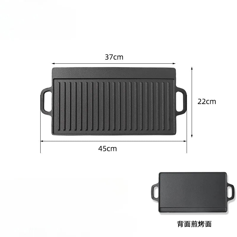 Outdoor Camping Barbecue Plate Korean Barbecue Plate Double - sided Teppanyaki Fried Steak Gas Induction Cooker Baking Tray - Avero