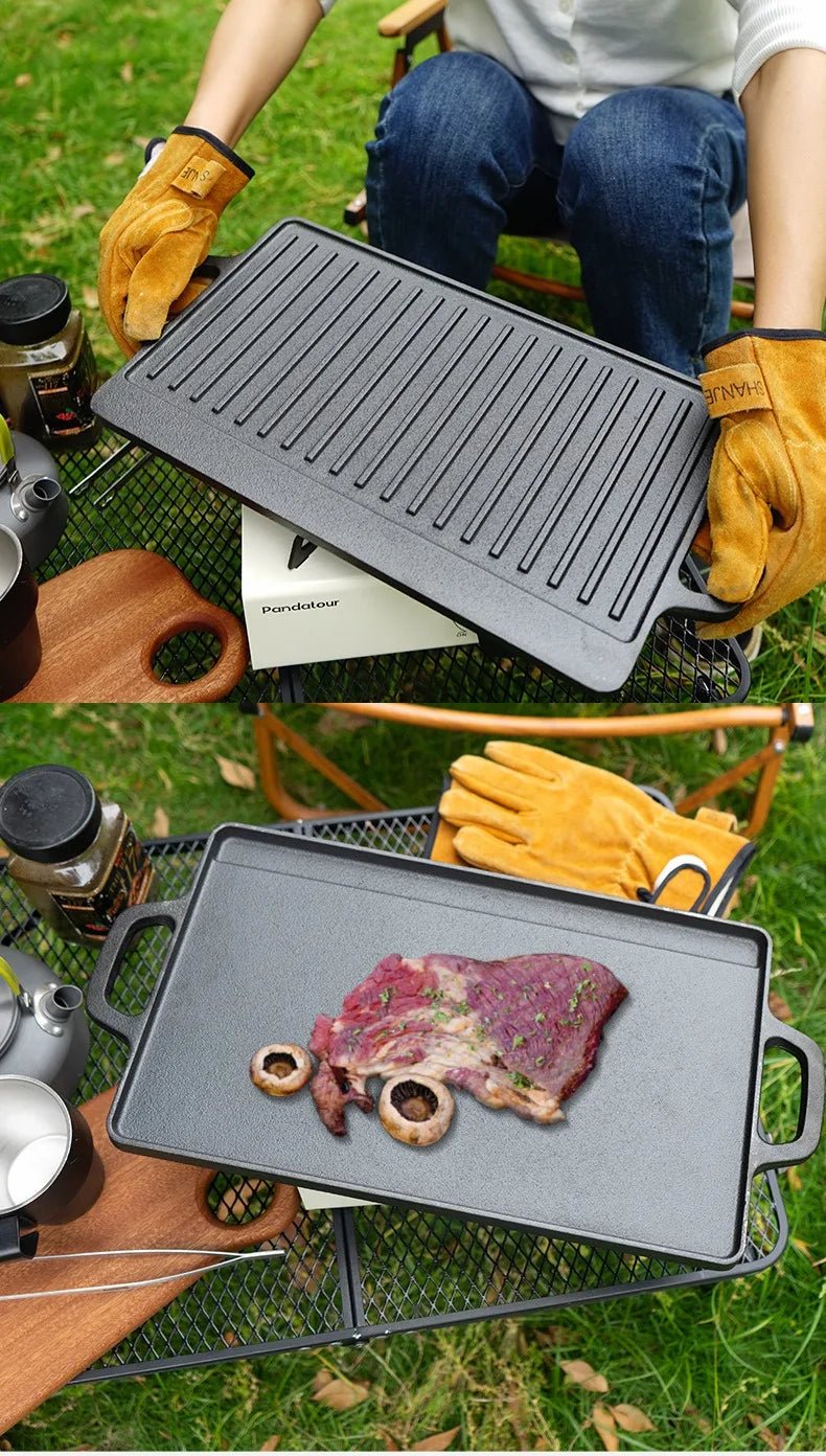 Outdoor Camping Barbecue Plate Korean Barbecue Plate Double - sided Teppanyaki Fried Steak Gas Induction Cooker Baking Tray - Avero
