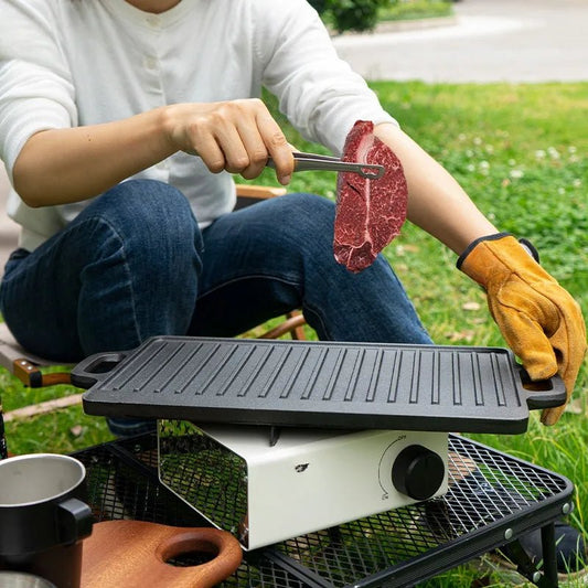 Outdoor Camping Barbecue Plate Korean Barbecue Plate Double - sided Teppanyaki Fried Steak Gas Induction Cooker Baking Tray - Avero