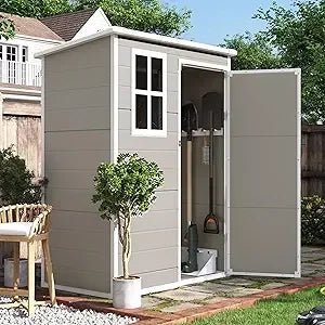 Outdoor Resin Storage Shed 6x4.5 FT, Plastic Garden Shed for Bike, Garbage Can, , Outside Sheds with Lockable Door for Back - Avero