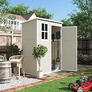 Outdoor Resin Storage Shed 6x4.5 FT, Plastic Garden Shed for Bike, Garbage Can, , Outside Sheds with Lockable Door for Back - Avero