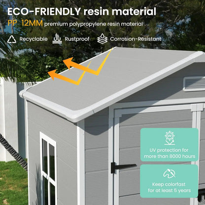 Outdoor Resin Storage Shed 6x4.5 FT, Plastic Garden Shed for Bike, Garbage Can, , Outside Sheds with Lockable Door for Back - Avero