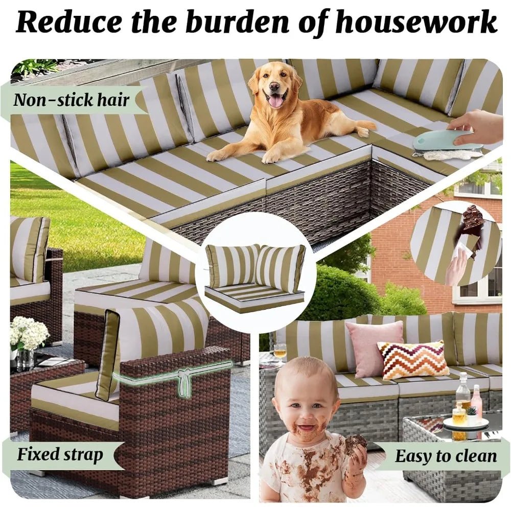 Outdoor Sectional Cushions Replacement Set, 26x26in Patio Furniture Cushions, 14 Pieces Waterproof Outdoor Couch Cushion for 6 - Avero