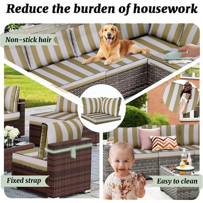 Outdoor Sectional Cushions Replacement Set, 26x26in Patio Furniture Cushions, 14 Pieces Waterproof Outdoor Couch Cushion for 6 - Avero