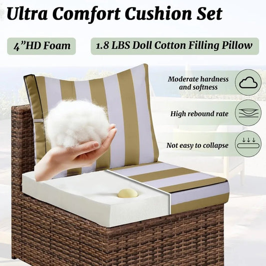 Outdoor Sectional Cushions Replacement Set, 26x26in Patio Furniture Cushions, 14 Pieces Waterproof Outdoor Couch Cushion for 6 - Avero