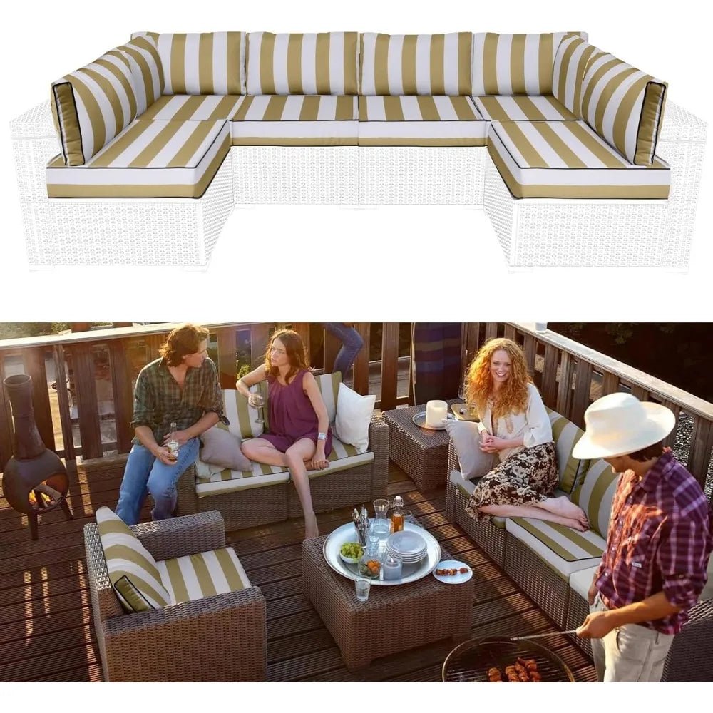 Outdoor Sectional Cushions Replacement Set, 26x26in Patio Furniture Cushions, 14 Pieces Waterproof Outdoor Couch Cushion for 6 - Avero