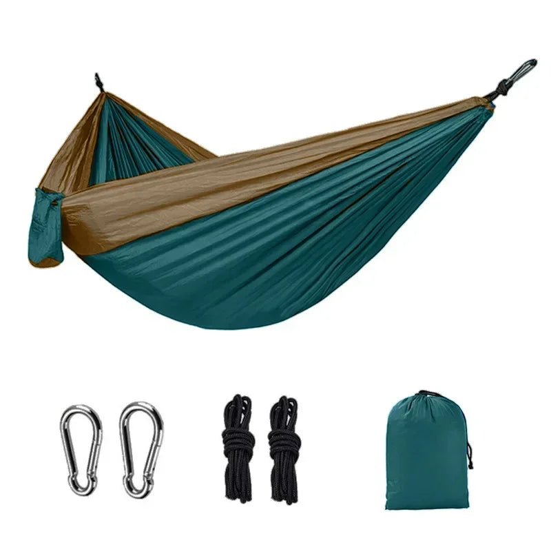 Outdoor Single Person Camping Hammock With Nylon Color Matching Hammock High Strength Parachute Fabric Portable Hanging Bed - Avero