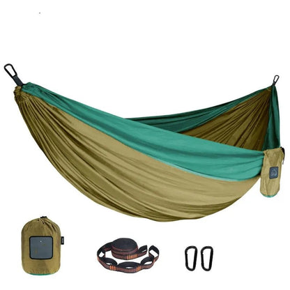 Outdoor Single Person Camping Hammock With Nylon Color Matching Hammock High Strength Parachute Fabric Portable Hanging Bed - Avero