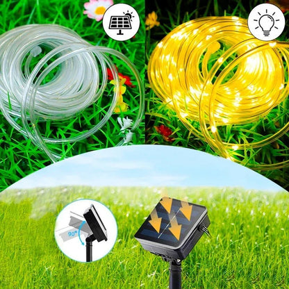 Outdoor Solar Tube Rope Led Light Garden Christmas Decoration Fairy String Light 32M/22M/12M/7M Outdoor Wedding Party Led Lamp - Avero