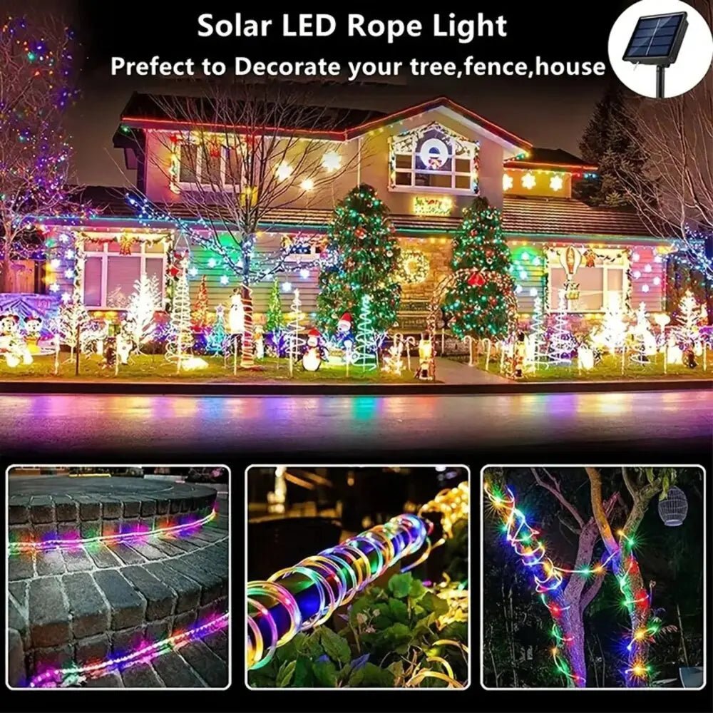 Outdoor Solar Tube Rope Led Light Garden Christmas Decoration Fairy String Light 32M/22M/12M/7M Outdoor Wedding Party Led Lamp - Avero