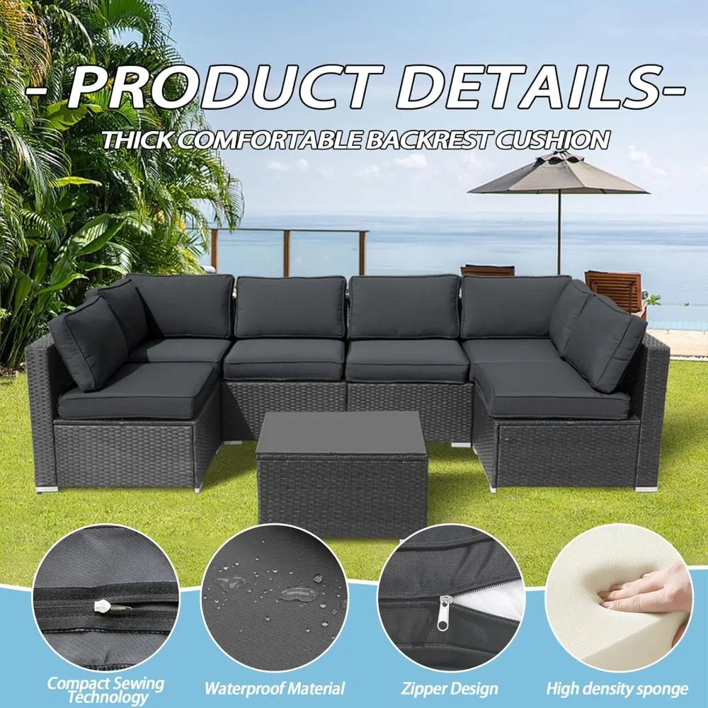 Patio Furniture Cushions,14Pieces Water - Resistant Outdoor Replacement Cushions,Sectional Sofa Cushions for Fits 6 - Seats Rattan - Avero