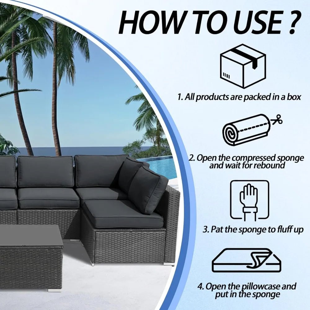 Patio Furniture Cushions,14Pieces Water - Resistant Outdoor Replacement Cushions,Sectional Sofa Cushions for Fits 6 - Seats Rattan - Avero