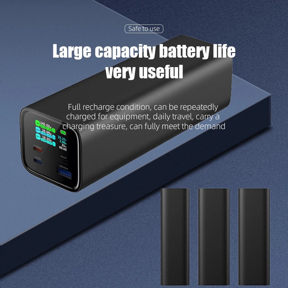PD3.1 140W Power Bank 27000mah LCD TFT Color Screen 2C1A port Laptop Phone Drone Camera Portable Bidirectional Fast Charging - Avero