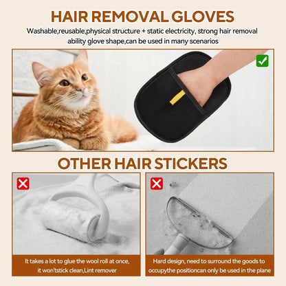 Pet Hair Removal Tool Reusable Static Removal Gloves, Double - Sided Grooming Gloves for Pets, Removes Pet Fur Hair for Carpets - Avero