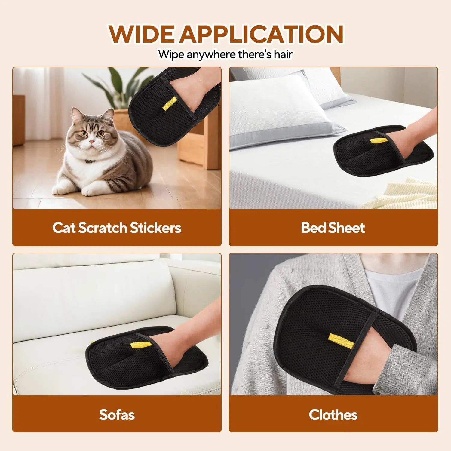 Pet Hair Removal Tool Reusable Static Removal Gloves, Double - Sided Grooming Gloves for Pets, Removes Pet Fur Hair for Carpets - Avero