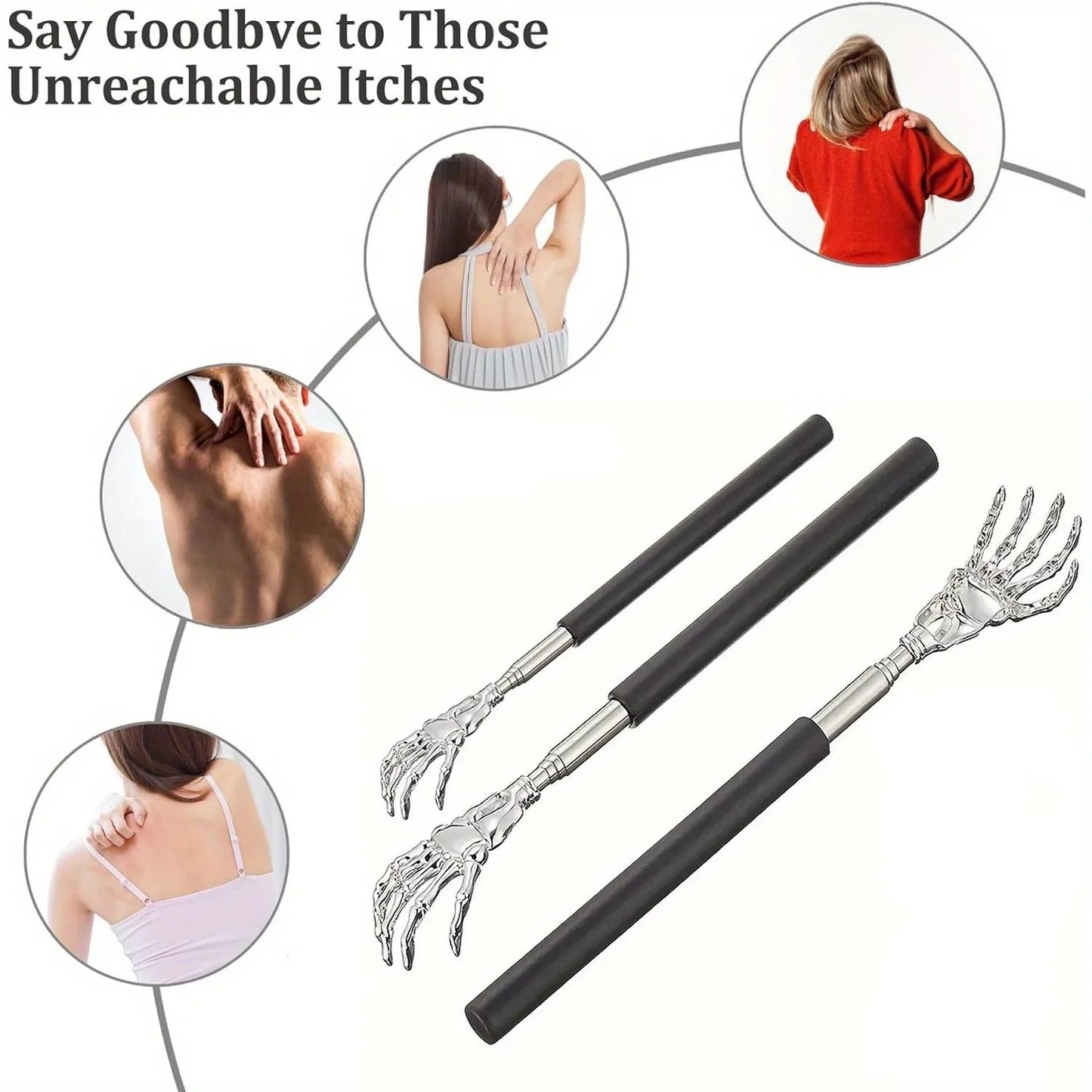 Portable Extendable Back Scratcher Stainless Steel Telescoping Back Scratcher for Both Human and Pets Extendable Back Massager - Avero