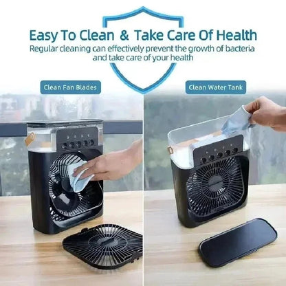 Portable Humidifier Fan Air Conditioners USB Electric Fan LED Night Light Water Mist Fun 3 In 1 Air Cooler Humidifie For Home - Avero