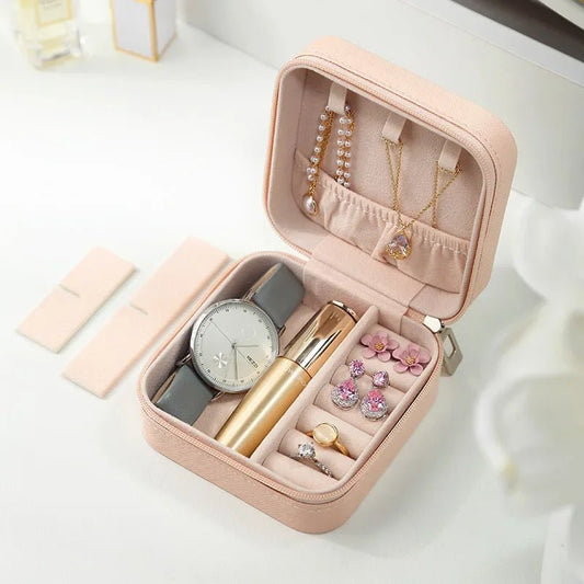Portable Mini Jewelry Storage Box Travel Organizer Jewelry Case Leather Storage Earrings Necklace Ring Jewelry Organizer Display - Avero