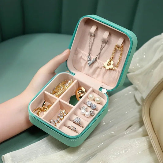 Portable Mini Jewelry Storage Box Travel Organizer Jewelry Case Leather Storage Earrings Necklace Ring Jewelry Organizer Display - Avero