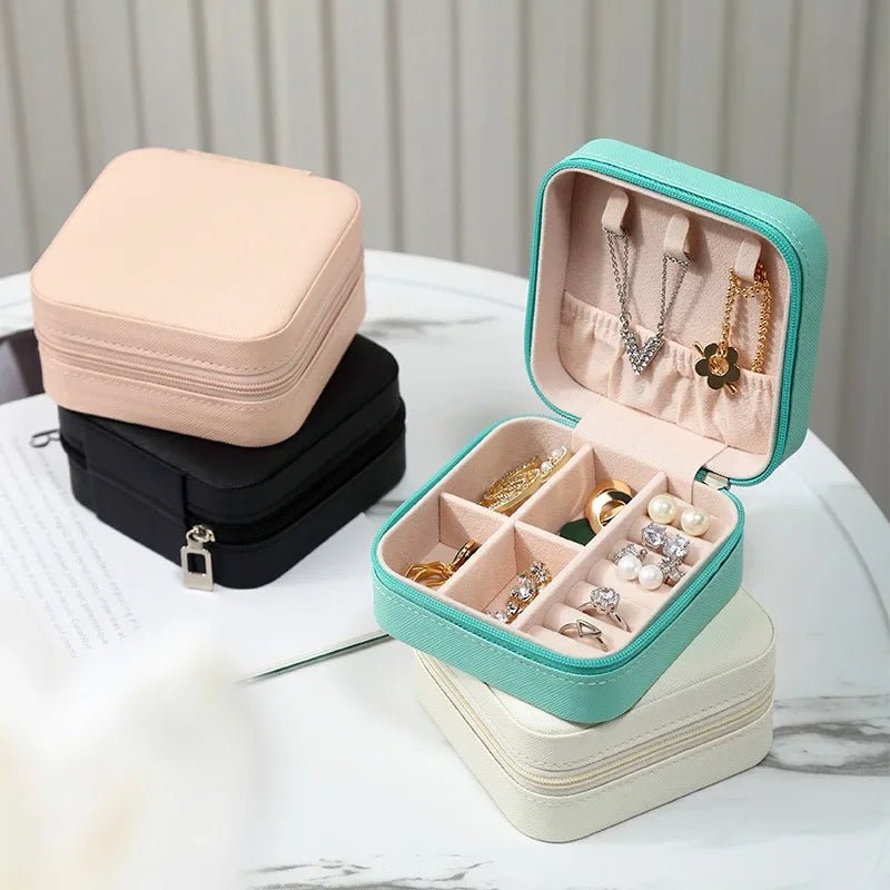 Portable Mini Jewelry Storage Box Travel Organizer Jewelry Case Leather Storage Earrings Necklace Ring Jewelry Organizer Display - Avero