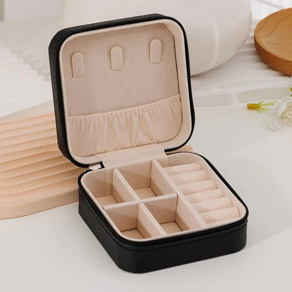 Portable Mini Jewelry Storage Box Travel Organizer Jewelry Case Leather Storage Earrings Necklace Ring Jewelry Organizer Display - Avero