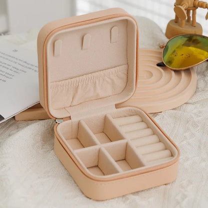Portable Mini Jewelry Storage Box Travel Organizer Jewelry Case Leather Storage Earrings Necklace Ring Jewelry Organizer Display - Avero