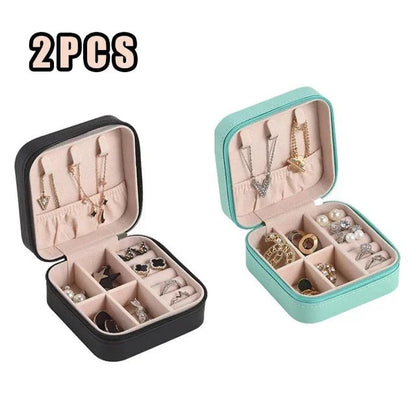 Portable Mini Jewelry Storage Box Travel Organizer Jewelry Case Leather Storage Earrings Necklace Ring Jewelry Organizer Display - Avero