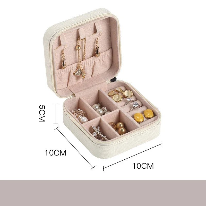 Portable Mini Jewelry Storage Box Travel Organizer Jewelry Case Leather Storage Earrings Necklace Ring Jewelry Organizer Display - Avero