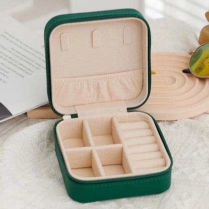 Portable Mini Jewelry Storage Box Travel Organizer Jewelry Case Leather Storage Earrings Necklace Ring Jewelry Organizer Display - Avero
