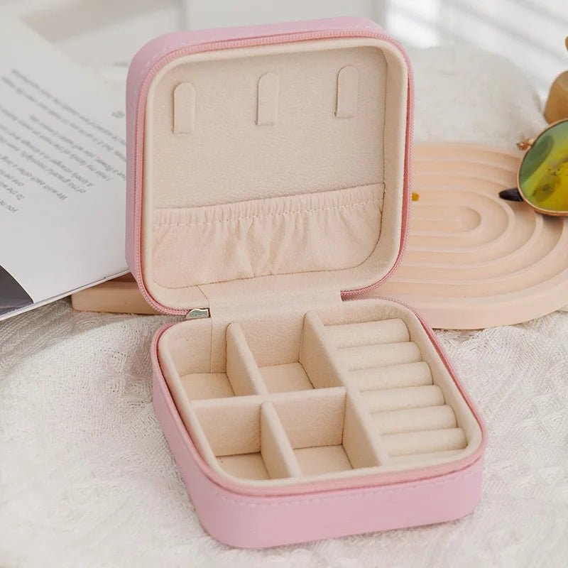 Portable Mini Jewelry Storage Box Travel Organizer Jewelry Case Leather Storage Earrings Necklace Ring Jewelry Organizer Display - Avero