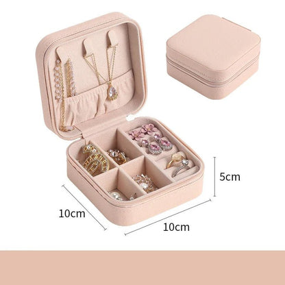 Portable Mini Jewelry Storage Box Travel Organizer Jewelry Case Leather Storage Earrings Necklace Ring Jewelry Organizer Display - Avero