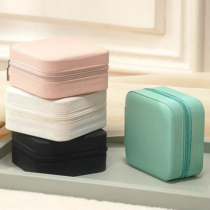Portable Mini Jewelry Storage Box Travel Organizer Jewelry Case Leather Storage Earrings Necklace Ring Jewelry Organizer Display - Avero